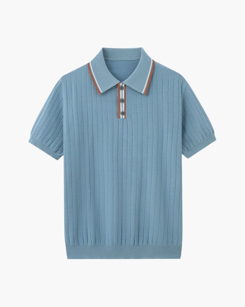 Ashford Knitted Polo Volk Gris Bleu S 