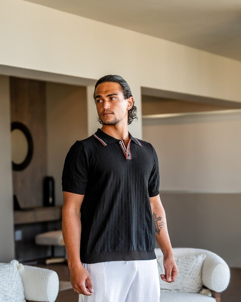 Ashford Knitted Polo Volk Noir S 