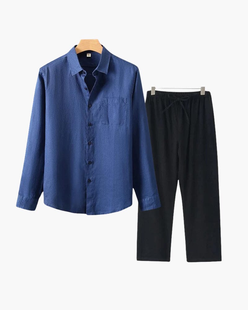 Old Money Linen Set (Long Sleeve) Volk Bleu Noir S