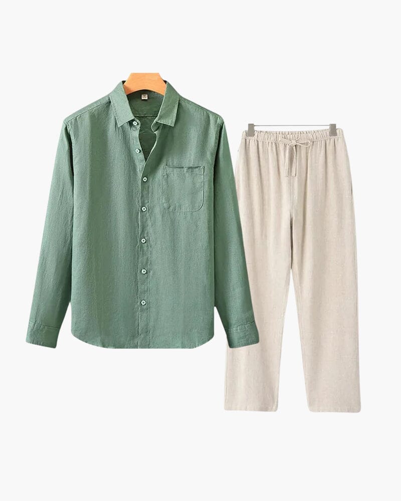 Old Money Linen Set (Long Sleeve) Volk Vert Beige S