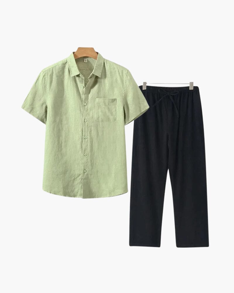 Old Money Linen Set (Short Sleeve) Volk Vert Menthe Noir XS